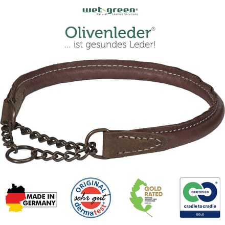 Hondenhalsband van gelooid leer Akah