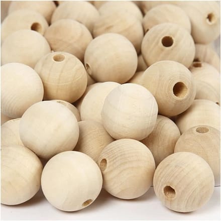 Creativ Company Houten kralen, d: 20 mm, kleuren assorti, 200 stuk