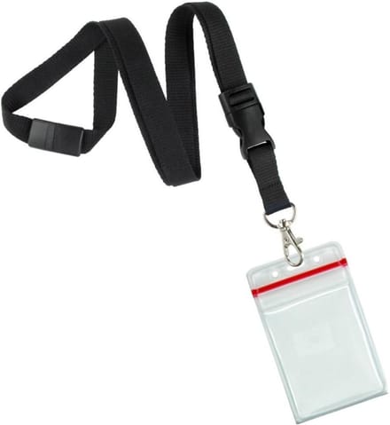 Badgehouders met Lanyards - Kaarthouders ID - Identificatie Kaarten - Hersluitbare Ritssluiting - 5 stuks - Zwart