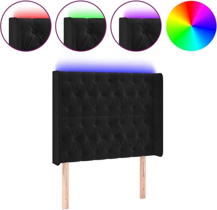 vidaXL - Hoofdbord - LED - 93x16x118/128 - cm - fluweel - zwart