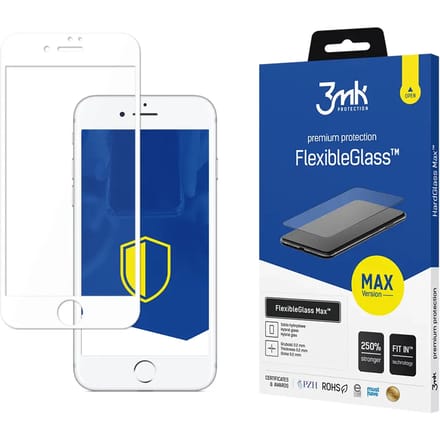 3MK FlexibleGlass Max Serie - iPhone 7 Plus Hybride Glas - Witte Rand - Versterkte Randen
