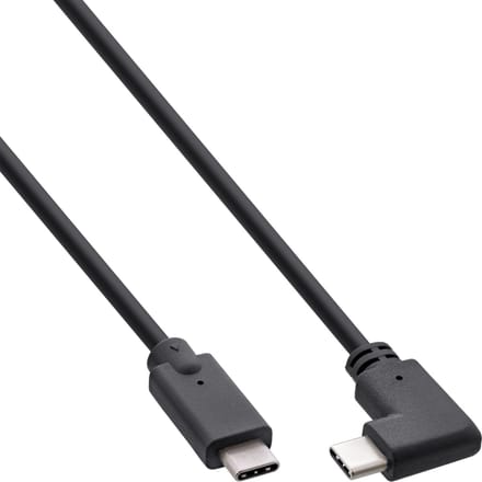 InLine® USB-C kabel, schuin, USB 3.2 Gen.2x2, 20Gb/s, 100W, zwart, 0,5m