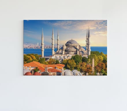 Canvas Schilderij - Moskee Sultan Ahmet - Istanboel - 60x40x2 cm