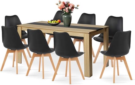 Eetgroep met 8 stoelen - Eettafel set Keukentafel set - Samen eten - Krasbestendig tafelblad - 160 cm tafel