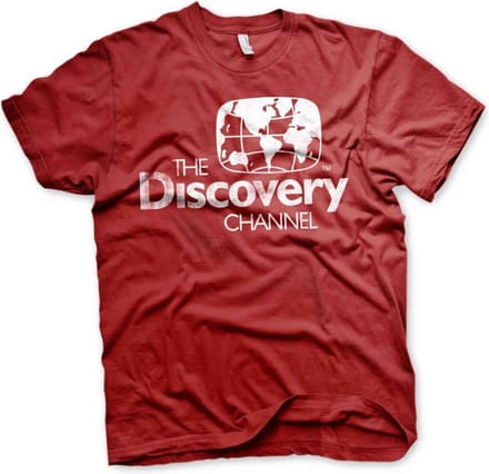 Discovery Channel Heren Tshirt -S- Distressed Logo Rood