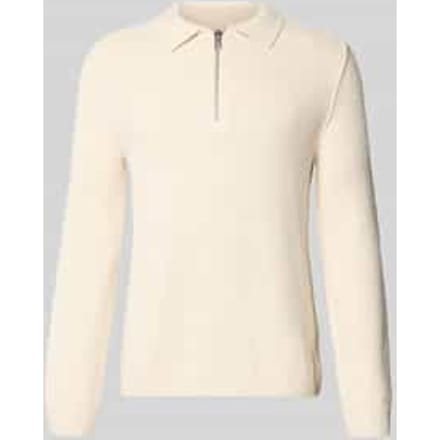 Relaxed fit gebreide pullover in polostijl van katoenmix