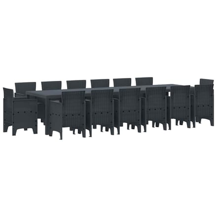 vidaXL - Tuin - Eettafel - Set - 15 - st - Antraciet - Polt - riet
