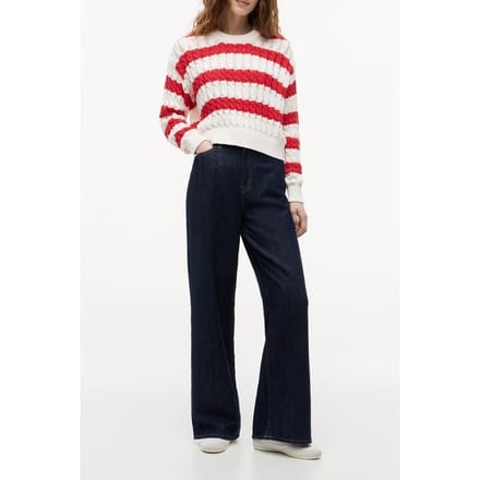 Tommy Hilfiger Loose Cable Sweater Amaryllis Red/stripe Größe: S | Pullover Outlet | Damen | Rot