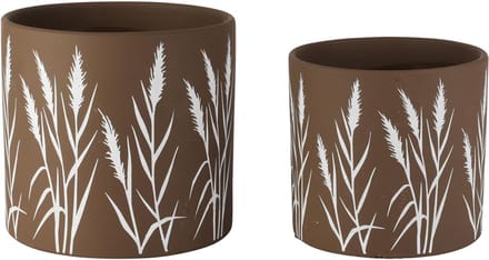 Dekoratief | Set 2 bloempotten 'Wheat', keramiek, 17x17x15cm | A260456