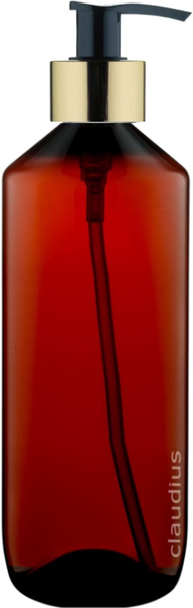 Lege Plastic Fles 500 ml amber met Gouden pomp - set van 10 stuks