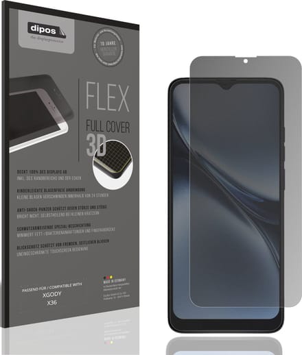 dipos FLEX – Matte Privacy Screenprotector geschikt voor XGODY X36 | Volledige Schermbescherming | Case-Friendly