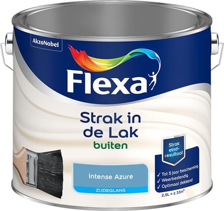 Flexa - Strak In De Lak Buitenlak Zijdeglans - Intense Azure - Mengverf - 2,5 L