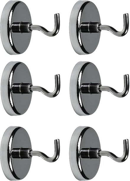 Benson Ophanghaakjes - 6x - magnetisch - ovaal - zilver - D3,6 cm