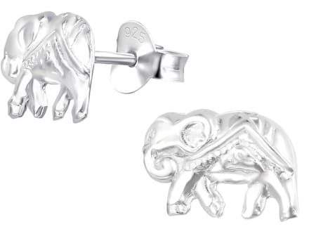 Joy|S - Zilveren olifant oorbellen - 9 x 7 mm - oorknoppen