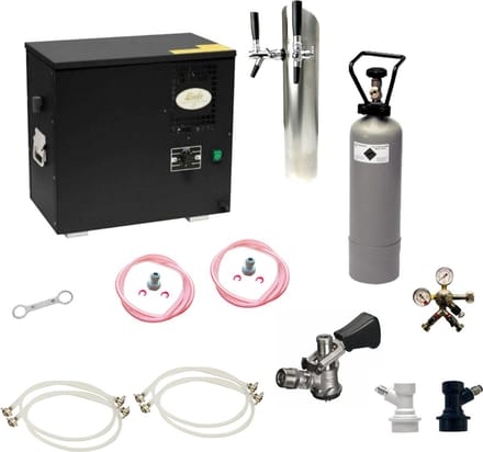 Complete Set - Biertap - AS-40, 2-kraans - Waterbadkoeler - Thuistap - Bierkoeler - met Fustkoppeling Type D, NC Adapter