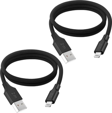 2x laadkabel geschikt voor iPhone 14, 13, 12, 11, x - Usb naar Lightning kabel - 2 meter - Stevig - Zwart