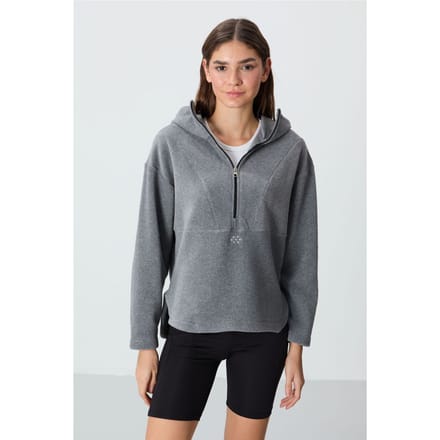 Oversized Pluche Halvemuismantel met Kap