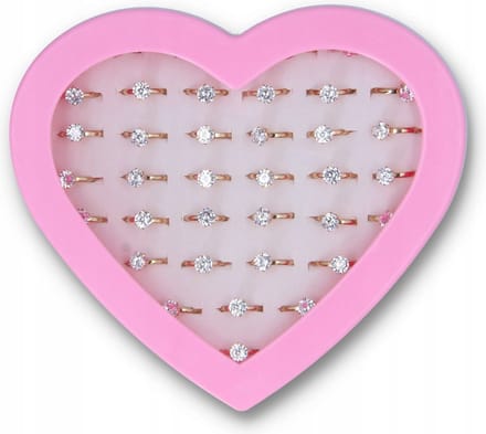 36 x VERSTELBARE PRINSES RING + HART DOOS