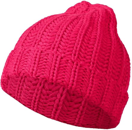 Gebreide muts fluor roze