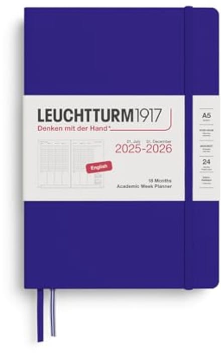 Academische Weekplanner Medium (A5) 2026 - 18 Maanden, Juli 2025 - December 2026, Engels