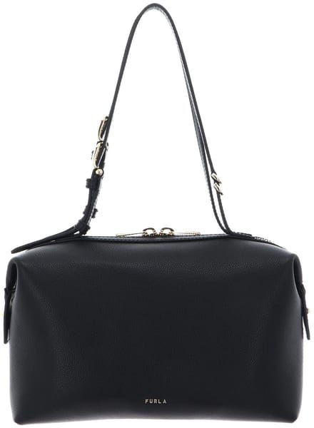 FURLA Leren handtas schoudertas Double Boston Bag Nero zwart