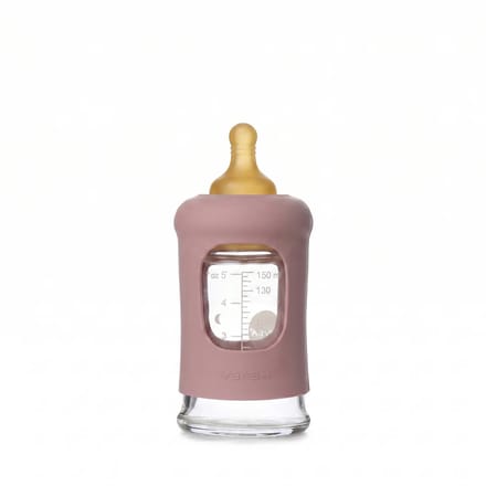 HEVEA - Glazen Fles - Brede Hals 150ml - Met Sleeve - Rosewood