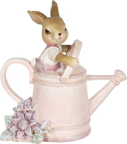 Clayre & Eef Beeld Konijn 10x6x11 cm Roze Kunststof
