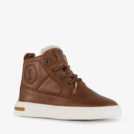 Groot hoge leren sneakers voor jongens cognac - Maat 29 - Uitneembare zool