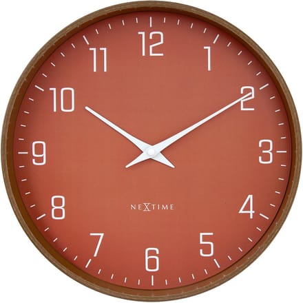 Wandklok 30cm-Stil-Donker houtpatroon/Klei-Plastic-NeXtime 'Lyra'