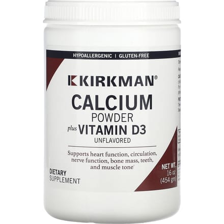 Kirkman Labs, Calcium Ongezoet Poeder met Vitamine D-3, 16 oz (454 gr)
