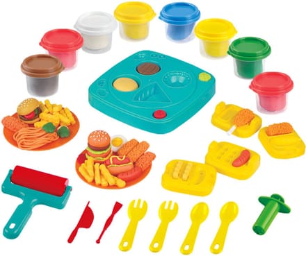 Play klei speelgoed Diner Cafe set met 8 kleipotjes voor kinderen.
