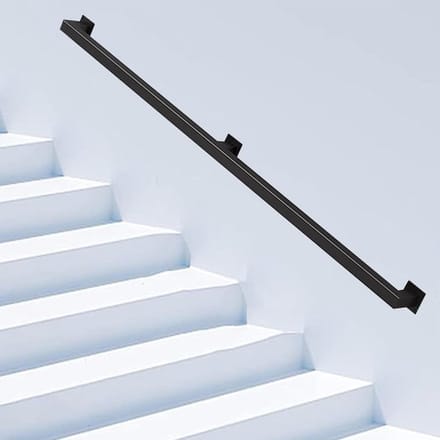 Trapleuning metaal - Muursteun leuning - Veilig traplopen - Roestwerende coating - 150 cm - Zwart