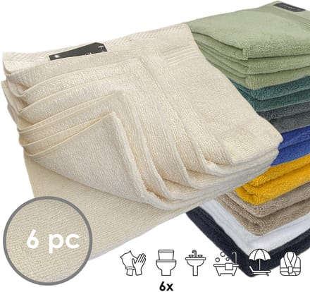 iSleep Terry Gastendoekje - 6 Stuks - 30x50 cm - Licht Beige
