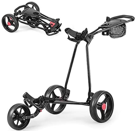 Opvouwbare golfwagen met 3 wielen, verstelbare handgreep en accessoires
