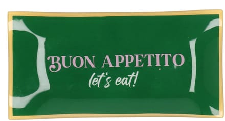 Daan Kromhout - Glas - Bord - Glazen Bordje - Buon Appetito (let’s eat!) - Groen - 20 x 10 cm