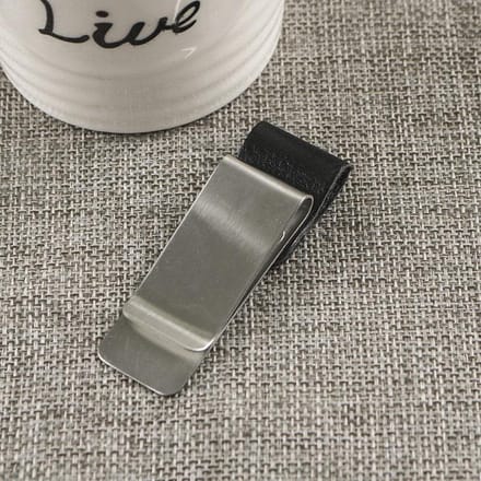 Geld Clip met Leer - Money Clip - Briefgeld houder - Zilver