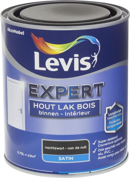 Levis Expert Houtlak Binnen Satin Nachtzwart 0,75 L