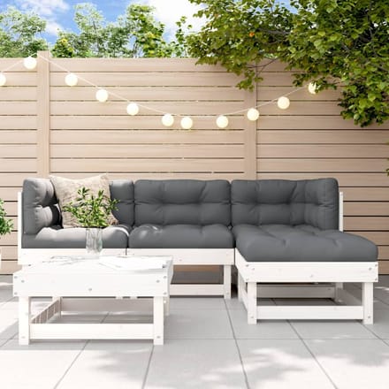 vidaXL - 5-delige - Loungeset - massief - grenenhout - wit