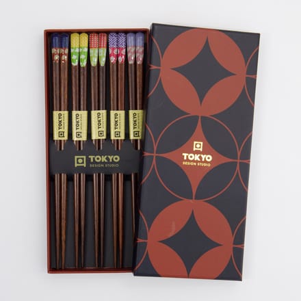 Tokyo Design Studio - Chopsticks Set - Eetstokjes - Rood/Zwart - 5 Paar - 22,5 cm