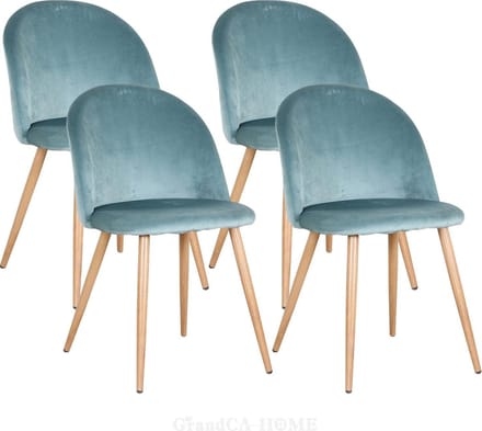 Kamyra® Fluwelen Eetkamerstoelen - Eetkamerstoel - Stijlvol, Ergonomisch & Comfortabel - Set van 4 - Blauw