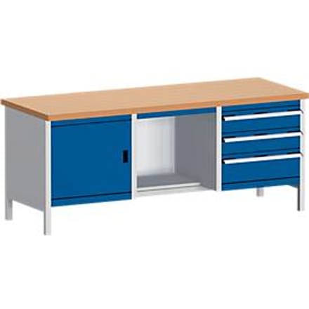 Werkbank met kast 2078-2.8, gentiaanblauw