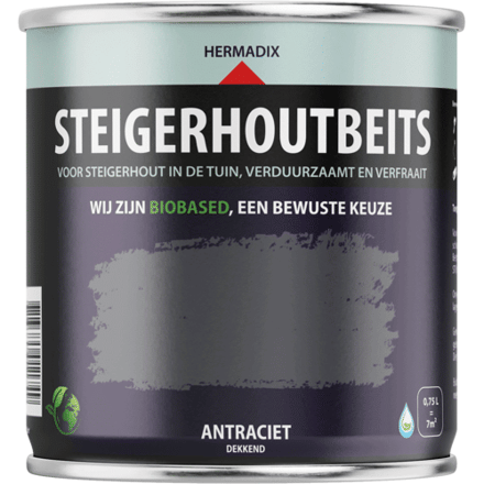 Hermadix Steigerhoutbeits - 0,75 liter - Antraciet