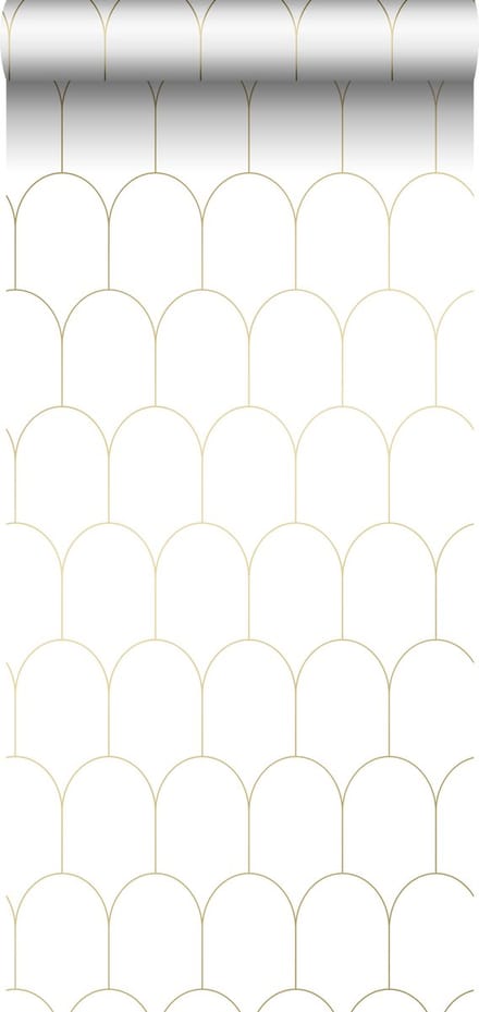 ESTAhome behang art deco motief wit en goud - 53 cm x 10.05 m - 139139