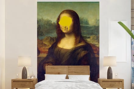 Behang - Fotobehang Mona Lisa - Leonardo da Vinci - Geel - Breedte 145 cm x hoogte 220 cm