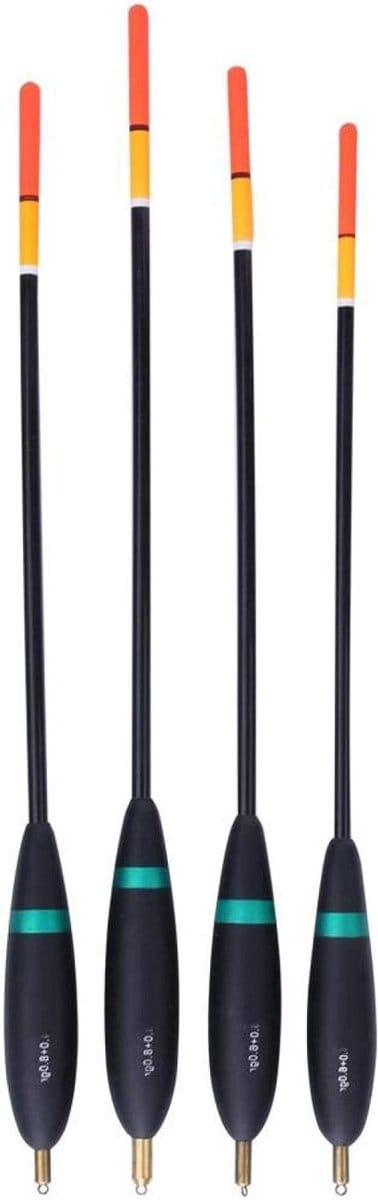 4 Stuks Balsa Houten Vissersfloats met Koperen Hoofd en Aas Indicator voor Effectief Vissen