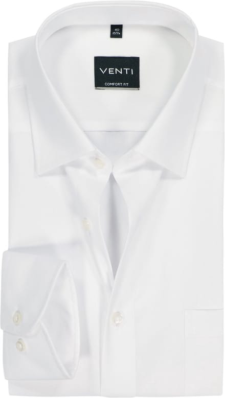 VENTI CASA MODA comfort fit overhemd - structuur - wit - Strijkvrij - Boordmaat: 42