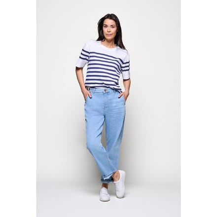 Caroline Tensen Elba Streep T-Shirt Wit / Navy