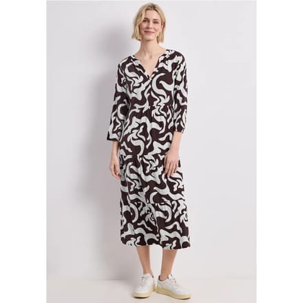 Midi-jurk met gespleten hals en print