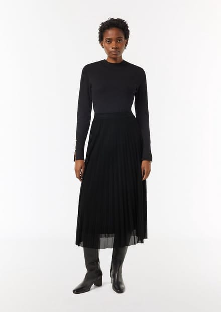 comma - female - Geplooide rok van mesh met elastische tailleband