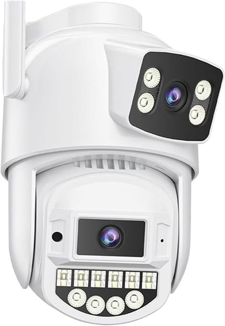 IP Camera Wifi - Beveiligingscamera Buiten - Huisbewaking - Dubbele Lens Automatische Tracking - 8MP - Wit